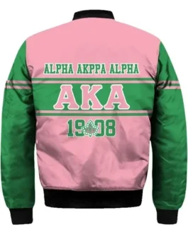 AKA Sororities Green Line Sleeve Zip Bomber Jacket