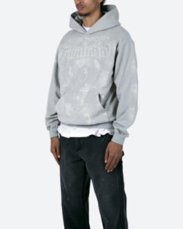 wholesale custom made oversized man pullover hoodies light grey