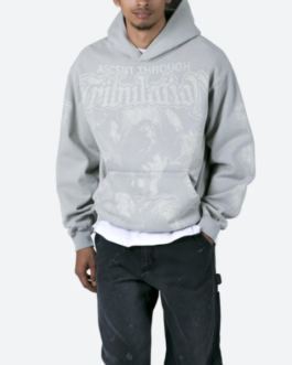 wholesale custom made oversized man pullover hoodies light grey